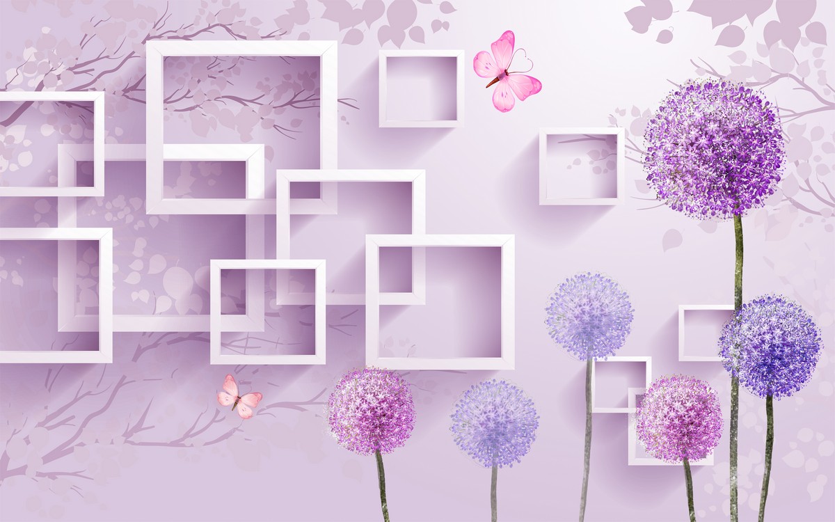 Фиолетовые шары одуванчика в ромбах